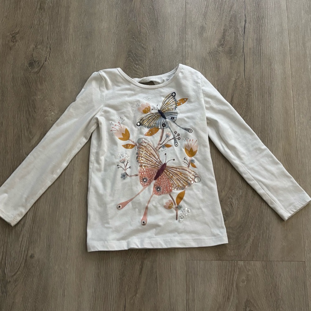 Butterfly Carters shimmer long sleeve tee shirt 4T